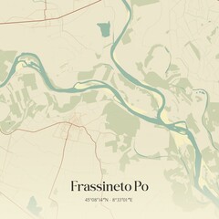 Obraz premium Vintage map of Frassineto Po, Italy.