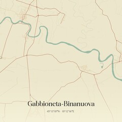 Fototapeta premium Vintage map of Gabbioneta-Binanuova, Italy.