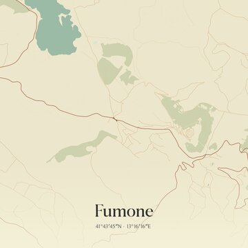 Vintage map of Fumone, Italy.