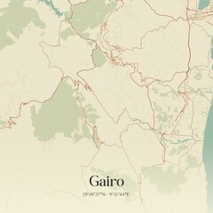 Fototapeta premium Vintage map of Gairo, Italy.
