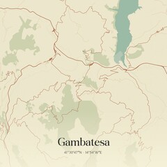 Vintage map of Gambatesa, Italy.