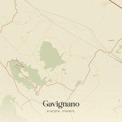 Fototapeta premium Vintage map of Gavignano, Italy.