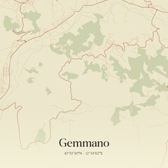 Fototapeta premium Vintage map of Gemmano, Italy.