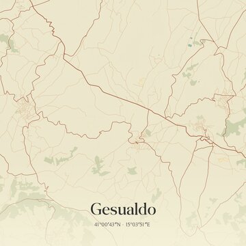 Vintage map of Gesualdo, Italy.