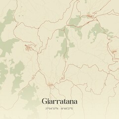 Obraz premium Vintage map of Giarratana, Italy.