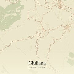 Vintage map of Giuliana, Italy.
