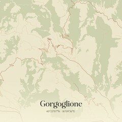 Vintage map of Gorgoglione, Italy.