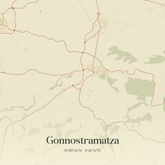 Fototapeta premium Vintage map of Gonnostramatza, Italy.