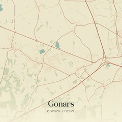 Vintage map of Gonars, Italy.
