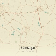 Vintage map of Gonzaga, Italy.