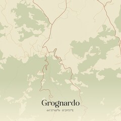 Fototapeta premium Vintage map of Grognardo, Italy.