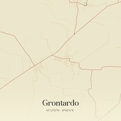 Fototapeta premium Vintage map of Grontardo, Italy.