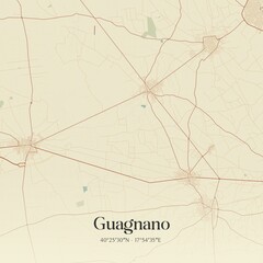Fototapeta premium Vintage map of Guagnano, Italy.