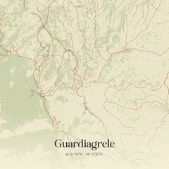 Vintage map of Guardiagrele, Italy.