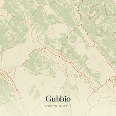 Vintage map of Gubbio, Italy.