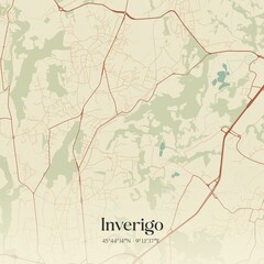 Vintage map of Inverigo, Italy.