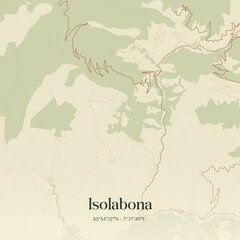 Fototapeta premium Vintage map of Isolabona, Italy.