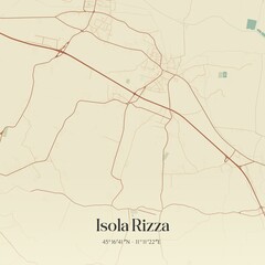 Vintage map of Isola Rizza, Italy.