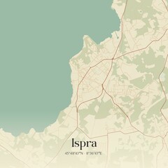 Fototapeta premium Vintage map of Ispra, Italy.