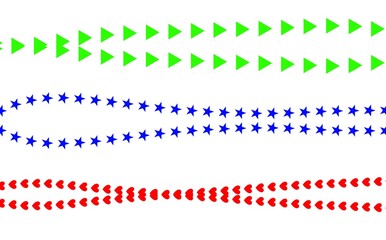 Line, border with doodle shapes. Arrow, star, love. 