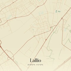 Vintage map of Lallio, Italy.