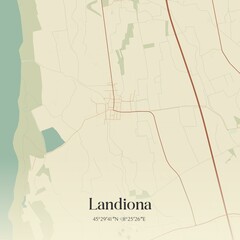 Vintage map of Landiona, Italy.