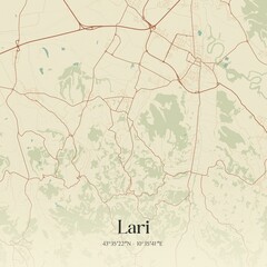 Vintage map of Lari, Italy.