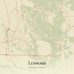 Vintage map of Lessona, Italy.