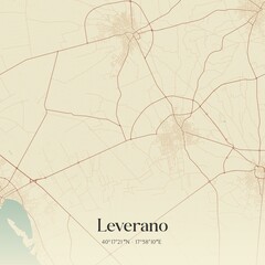 Fototapeta premium Vintage map of Leverano, Italy.