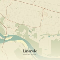 Fototapeta premium Vintage map of Linarolo, Italy.