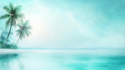 Fototapeta premium serene tropical island with palm trees and calm turquoise waters