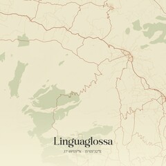 Fototapeta premium Vintage map of Linguaglossa, Italy.