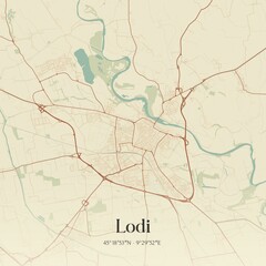 Obraz premium Vintage map of Lodi, Italy.