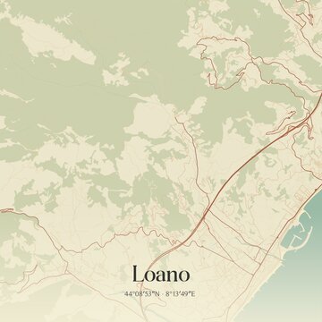 Vintage map of Loano, Italy.