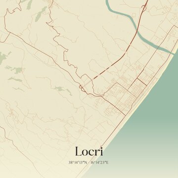 Vintage map of Locri, Italy.