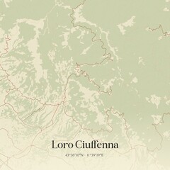 Obraz premium Vintage map of Loro Ciuffenna, Italy.