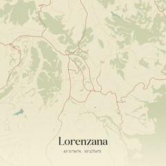 Vintage map of Lorenzana, Italy.
