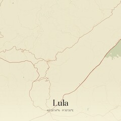 Vintage map of Lula, Italy.