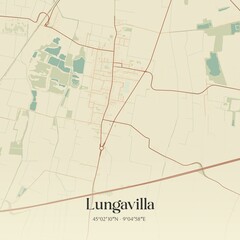 Fototapeta premium Vintage map of Lungavilla, Italy.