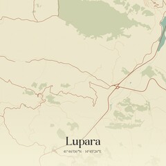 Vintage map of Lupara, Italy.