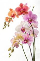 Obraz premium orchid flowers bouquet clean white background copy paste text mock up 