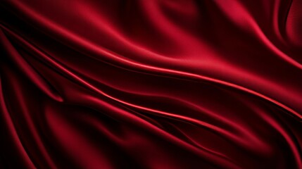 Fototapeta premium Luxurious Red Silk Fabric Draped Elegant Waves