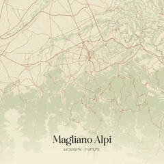 Vintage map of Magliano Alpi, Italy.
