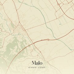 Vintage map of Malo, Italy.