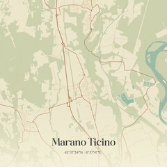 Vintage map of Marano Ticino, Italy.