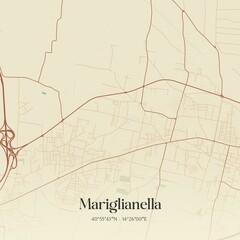 Vintage map of Mariglianella, Italy.