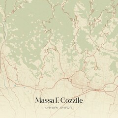 Vintage map of Massa E Cozzile, Italy.
