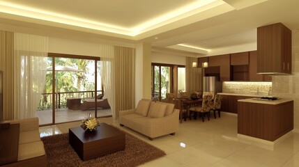 Fototapeta premium Luxurious Tropical Apartment Interior Design