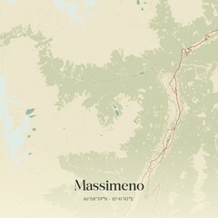 Vintage map of Massimeno, Italy.