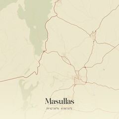 Fototapeta premium Vintage map of Masullas, Italy.